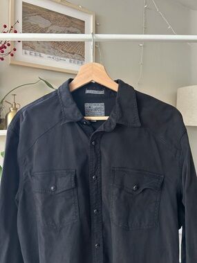 Lucky Brand Men's Black Pearl Snap Western Shirt